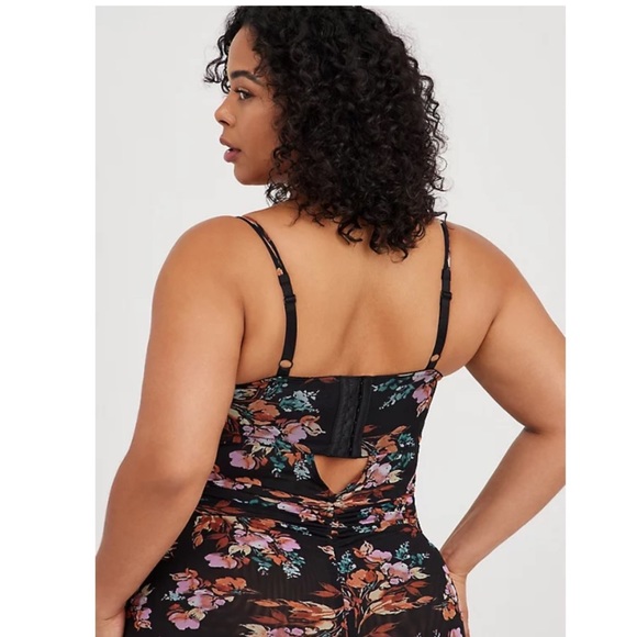 TORRID NWT BLACK FLORAL MESH DRAWSTRING CHEMISE - Picture 5 of 6